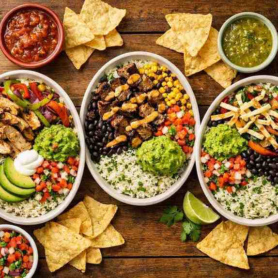 A variety of delicious Qdoba bowl combinations