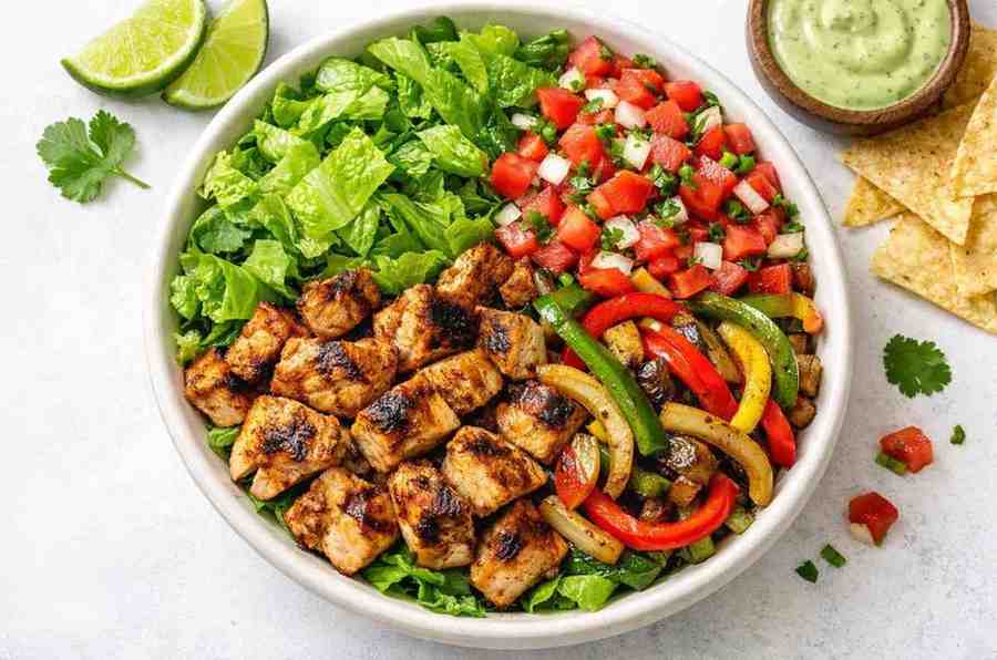 Healthy Qdoba bowl with fresh ingredients