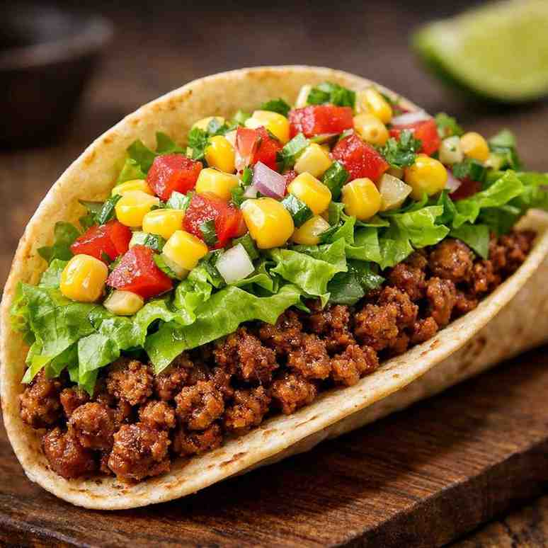 Qdoba vegan taco with Impossible protein and fresh salsa