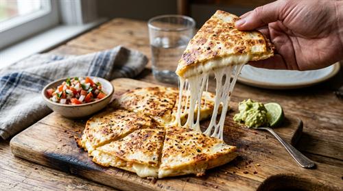 Cheese quesadilla slice grilled golden brown